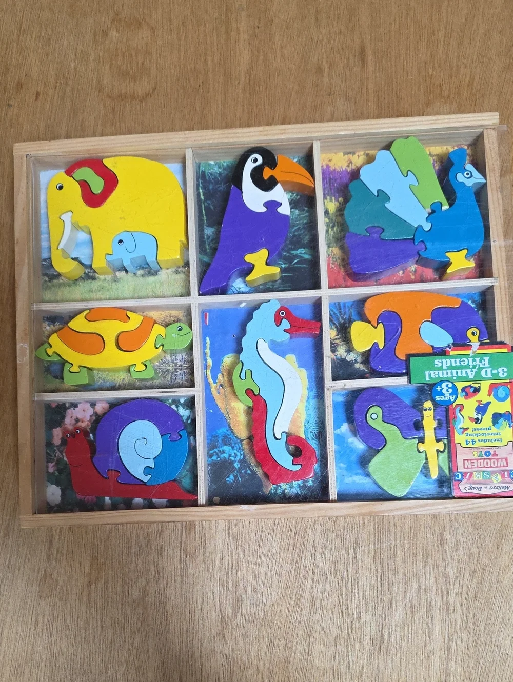 Rare Vintage Melissa and Doug 3D Chunky Wooden Puzzle Set In Box